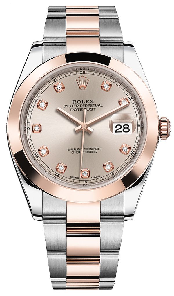 rose gold and silver rolex watch