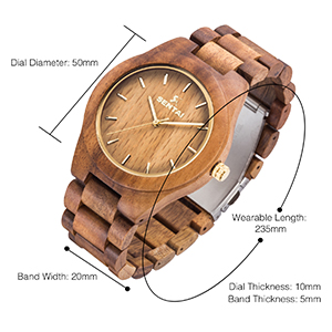 wooden watch size