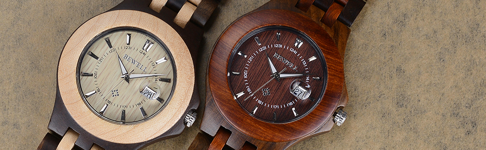 Bewell Mens Watches Wooden