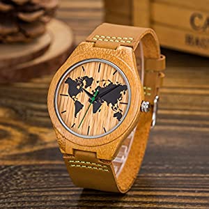 map wooden watch