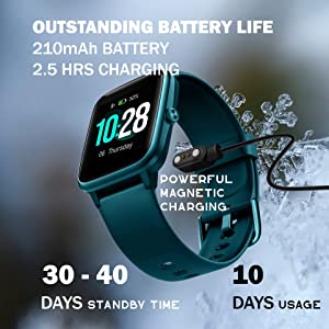 Mcnnadi Smart Watch Fitness Tracker Health Monitor - 10 Days usage Green