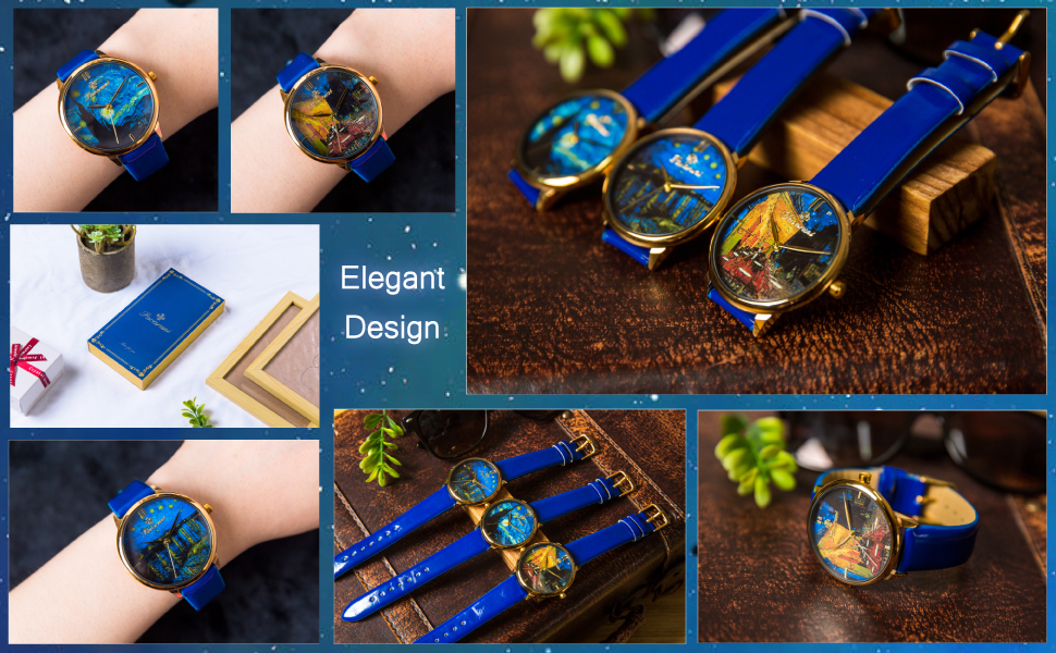 Pavaruni Original Van Gogh Starry Night Art Wrist Watch,Design Artwork Treasure Collection