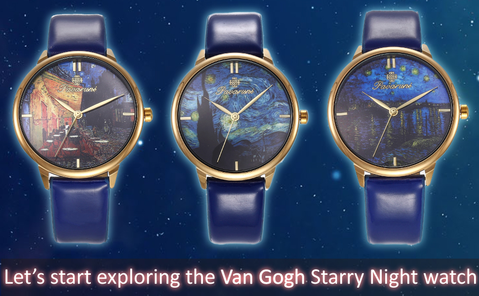 Pavaruni Original Van Gogh Starry Night Art Wrist Watch,Design Artwork Treasure Collection