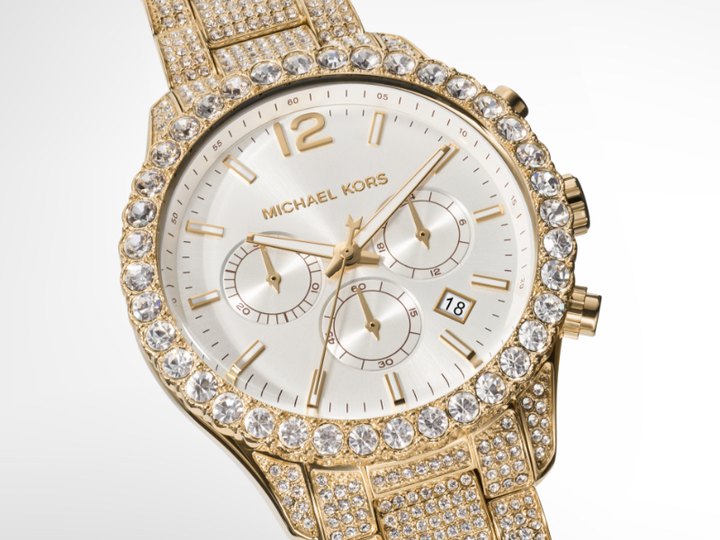 Gold Watch Glitz Dial Chronograph Watch