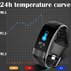 this smart bracelet with body temperature monitor, automatically detects all day