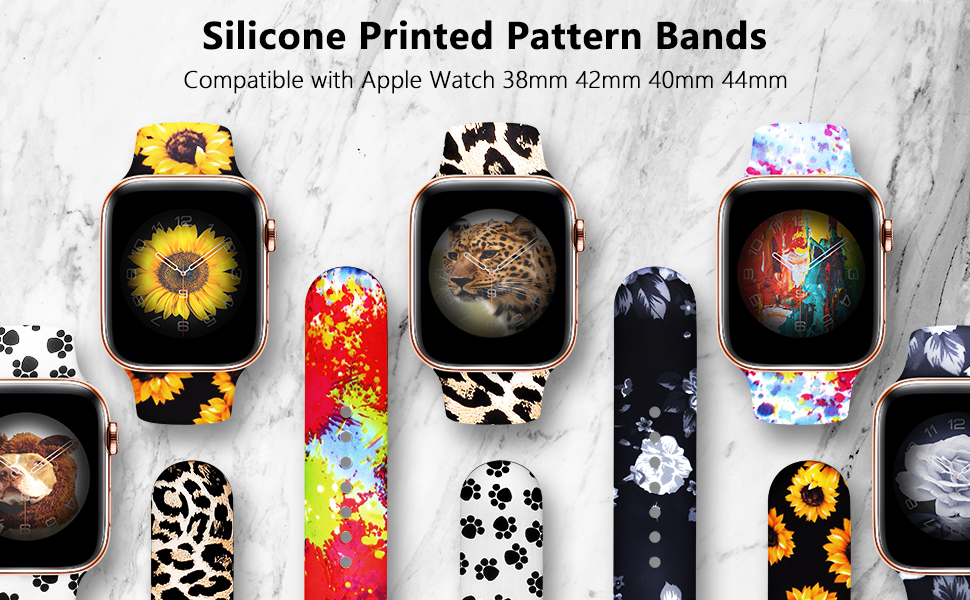 soft printed pattern band compatible with apple watch series 3 38mm women